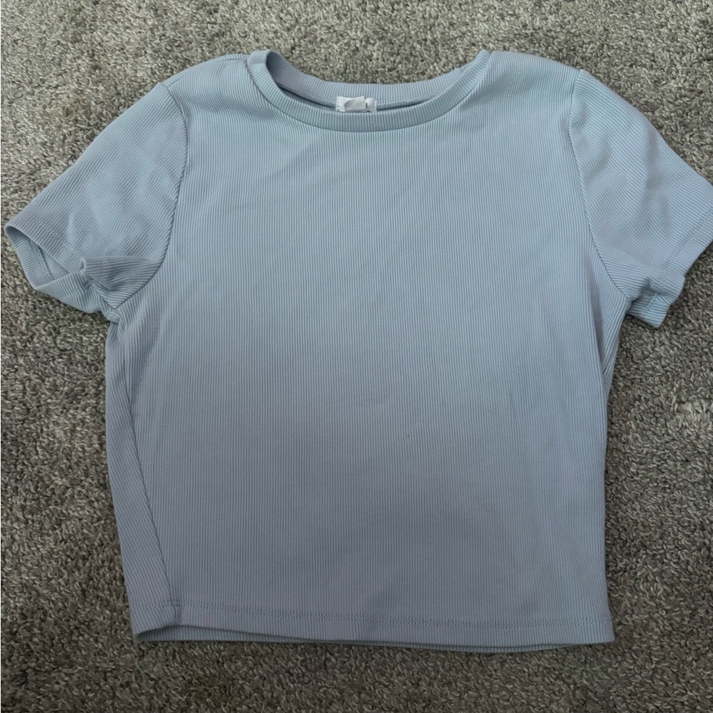 Garage Sky Blue Ribbed Top